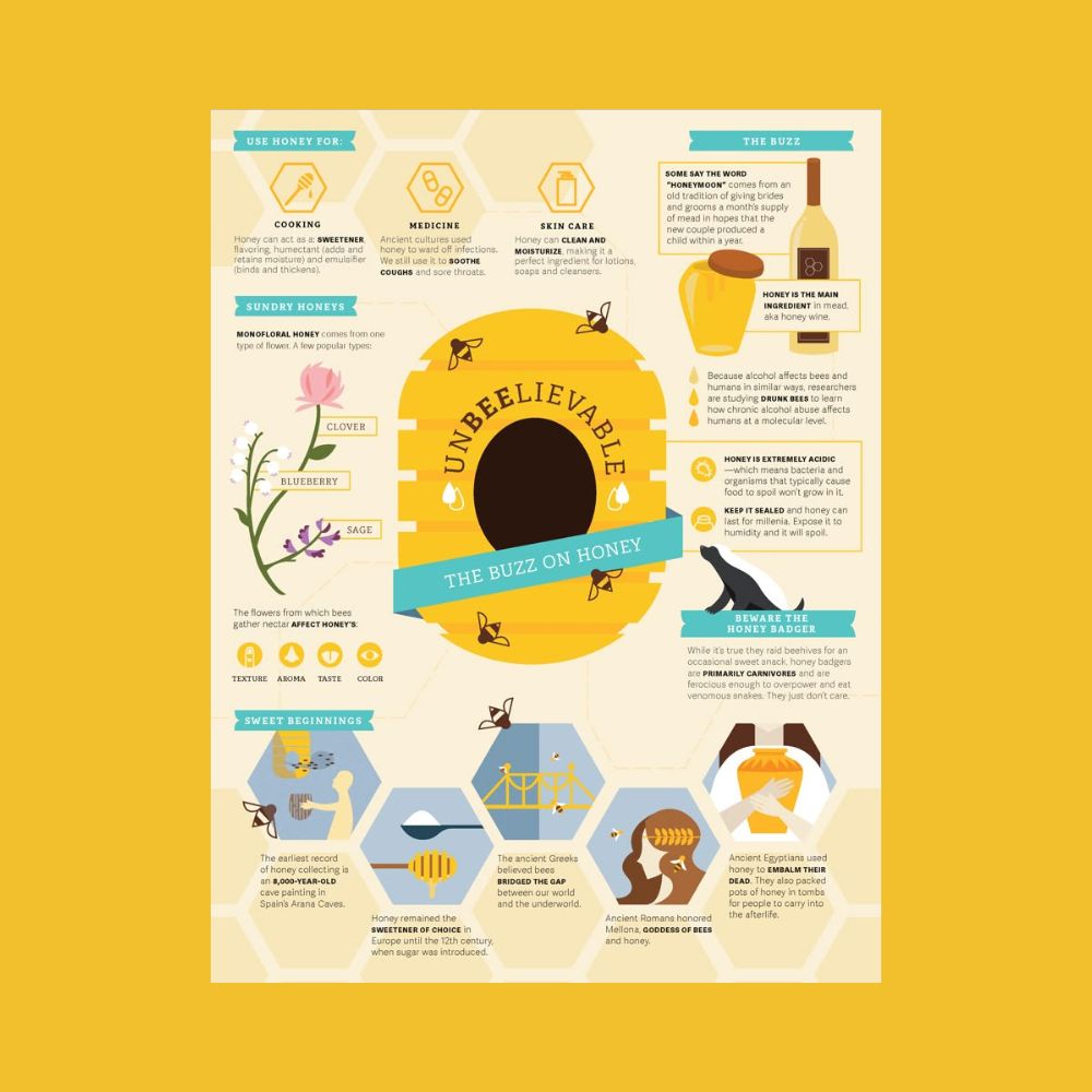 An academic poster on bees and honey processes