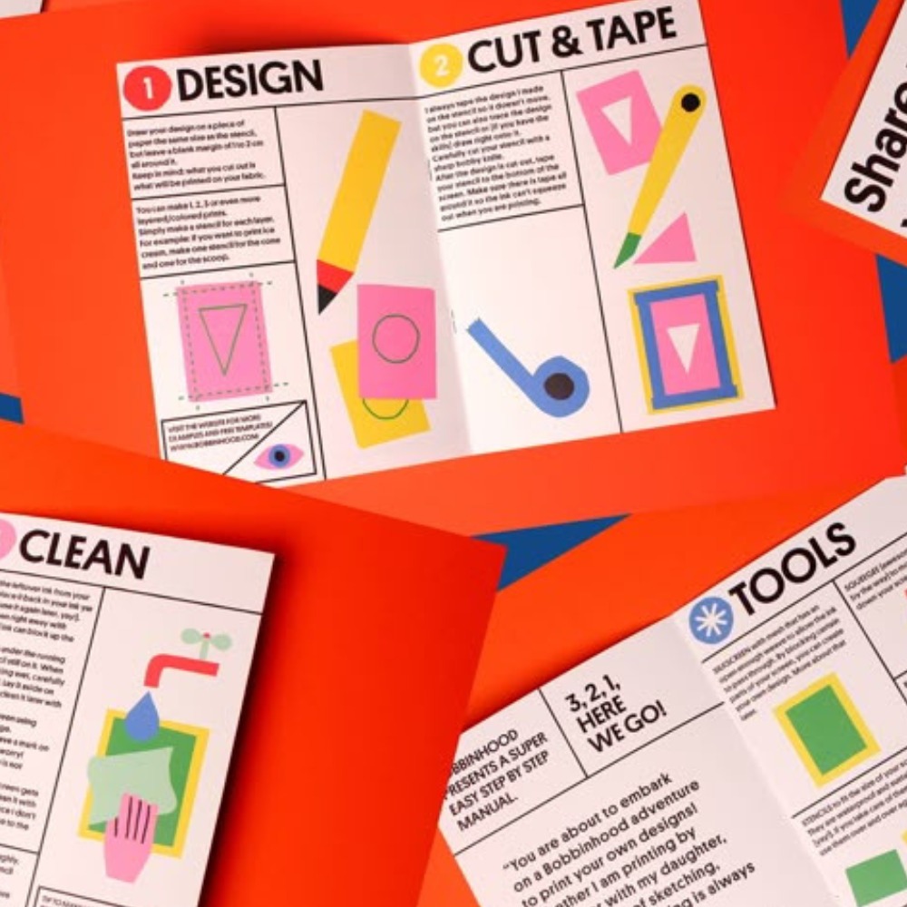 An example of a half fold leaflet featuring design instructions 
