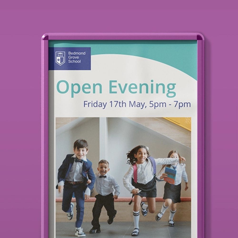 An academic poster on a school open evening 