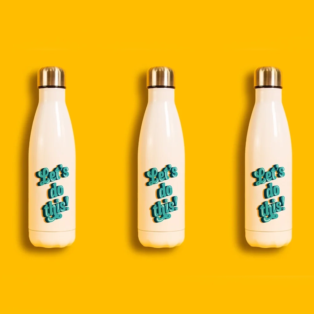 Three metal water bottles