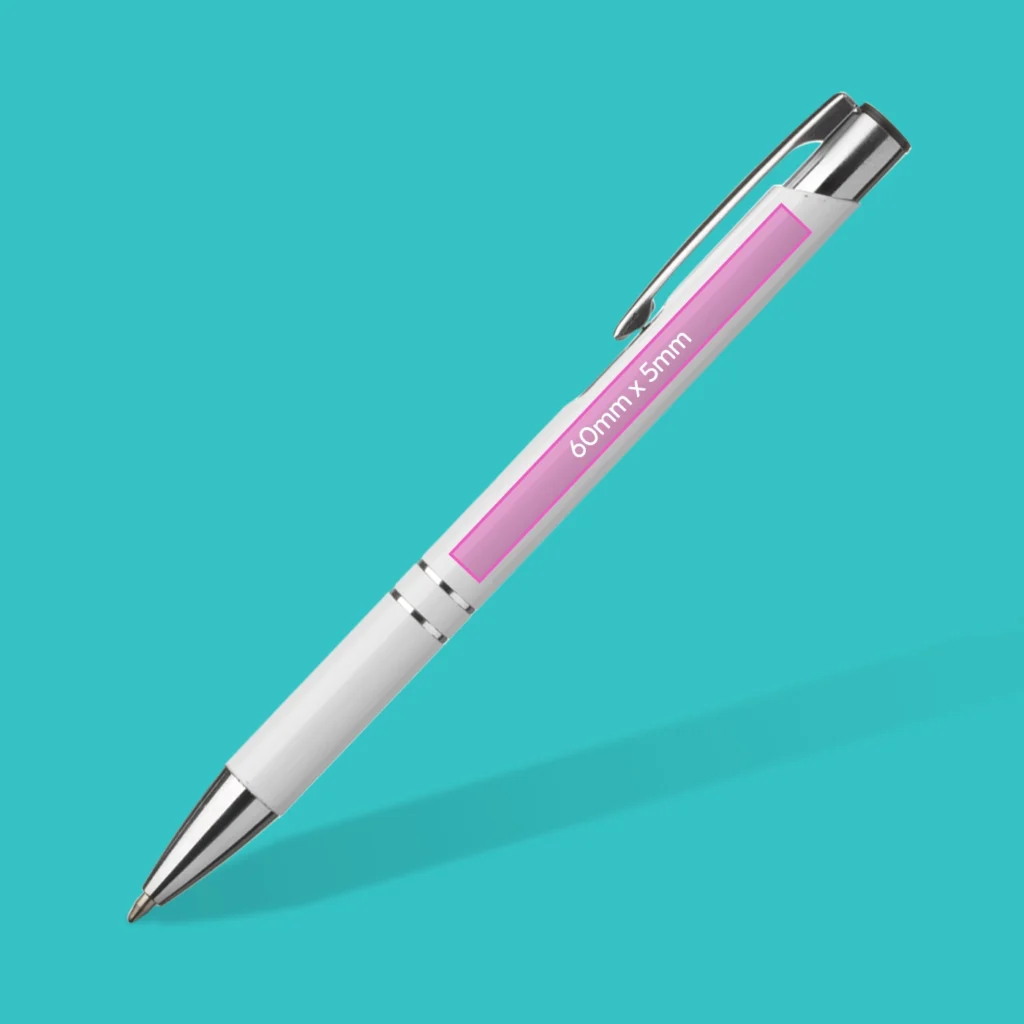 Dimensions of signature pen print area shown on pen 