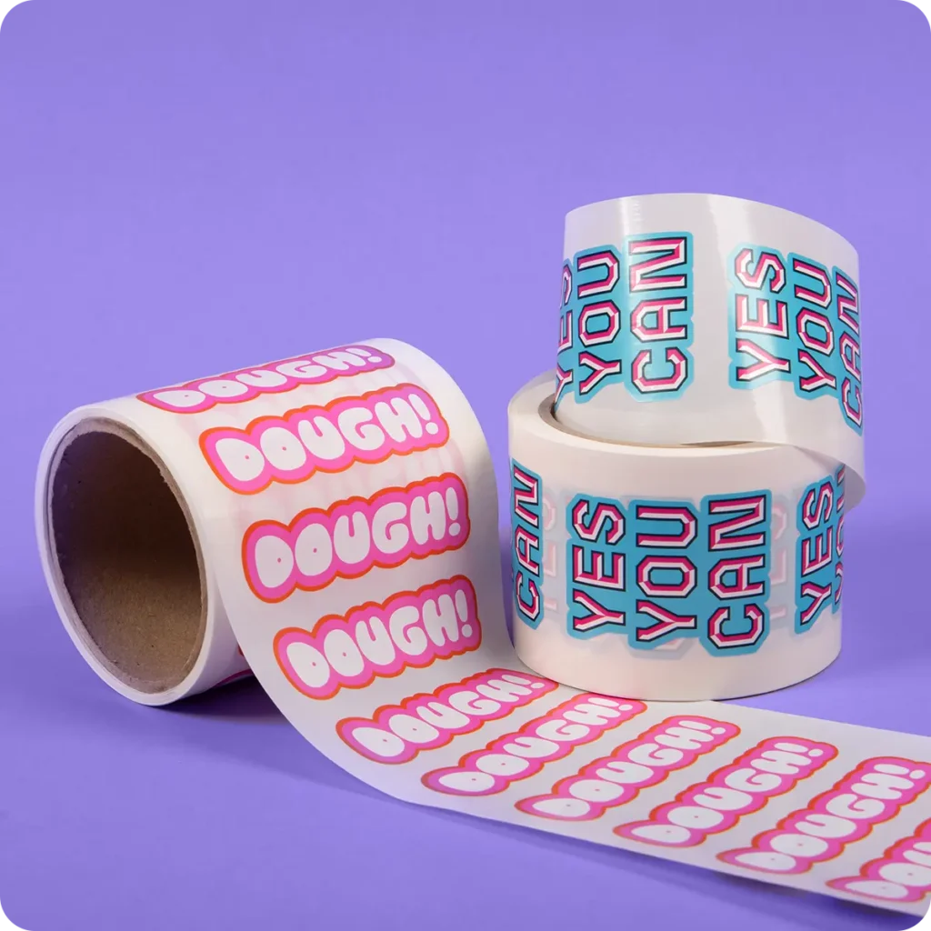 Two rolls of custom stickers 